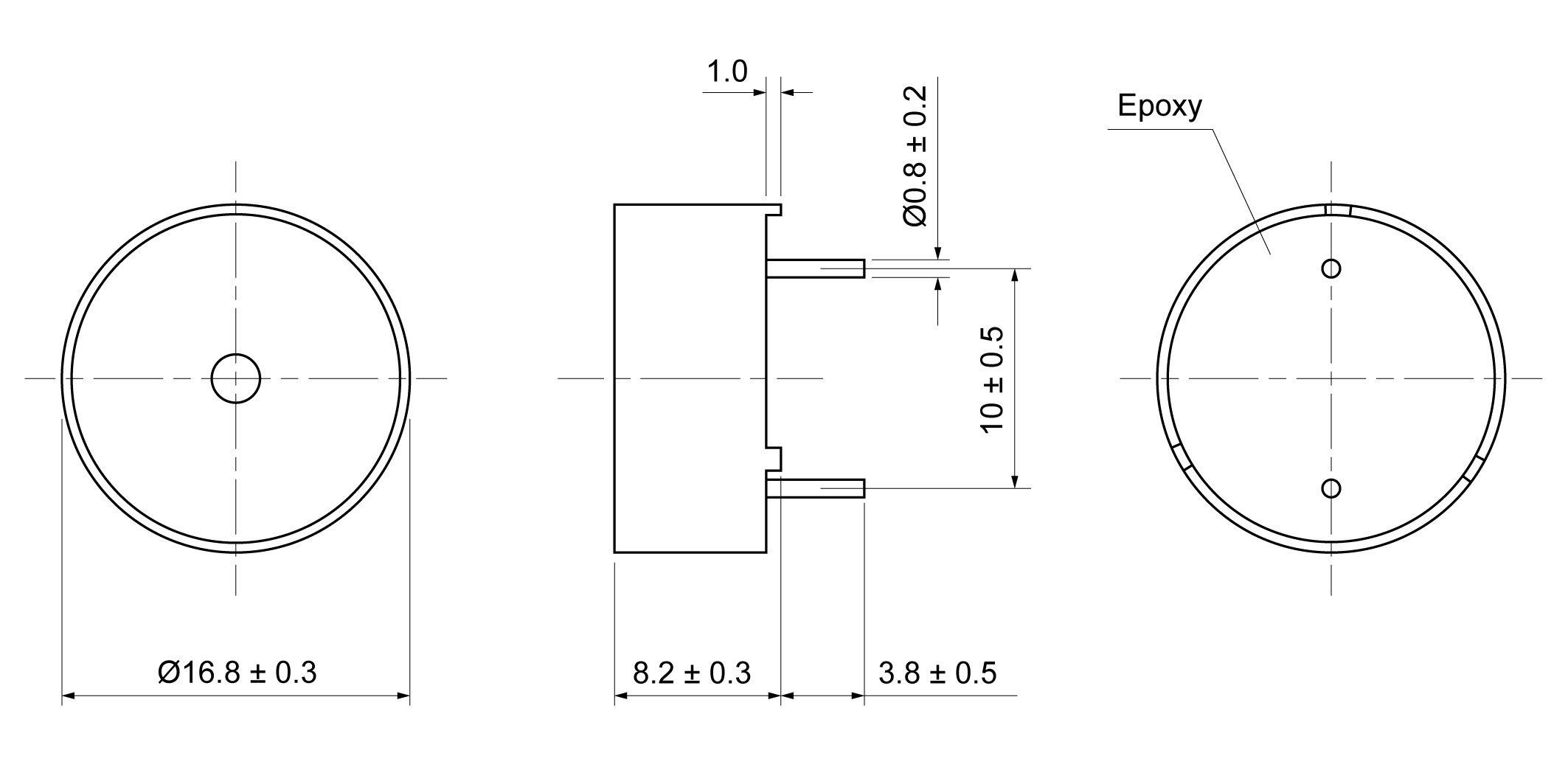 PT1707-40E15-P10 Mechanical Drawing